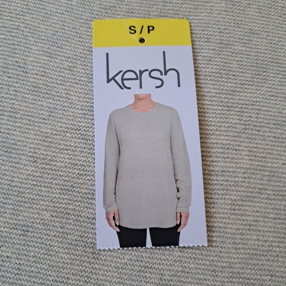 NWT Kersh Beige Long Sleeve Sweater Women's Small Knit Tunic Length - Picture 9 of 13